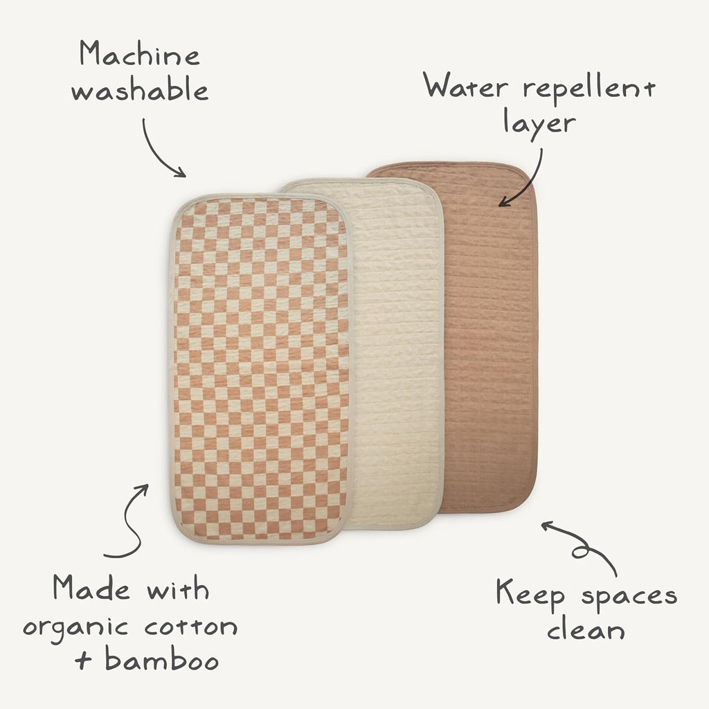 Water Repellent Changing Pad Liners | Made with Organic Cotton | Set of 3 (Blue Combo)