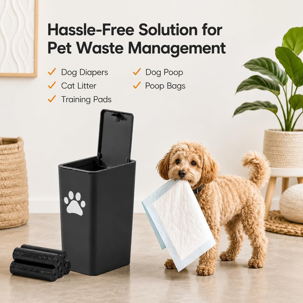 Dog Poop Trash Can Plastic,10L/2.6Gal Outdoor Dog Poop Wast Trash Can Bucket with Pop-Up Lid,Small Pet Waste