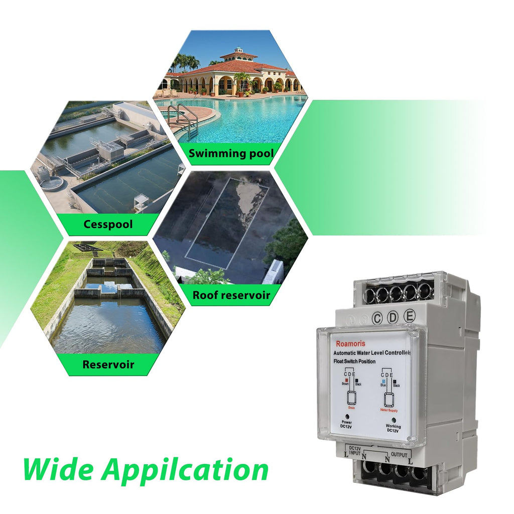 Roamoris DC 12V Sump Pump Float Switch Relay,Automatic Water Level Controller, Liquid Relay,Level Sensor Detector with 9.8Ft Float Switch for Sewage Pump,Tank, Septic Tank,NF02
