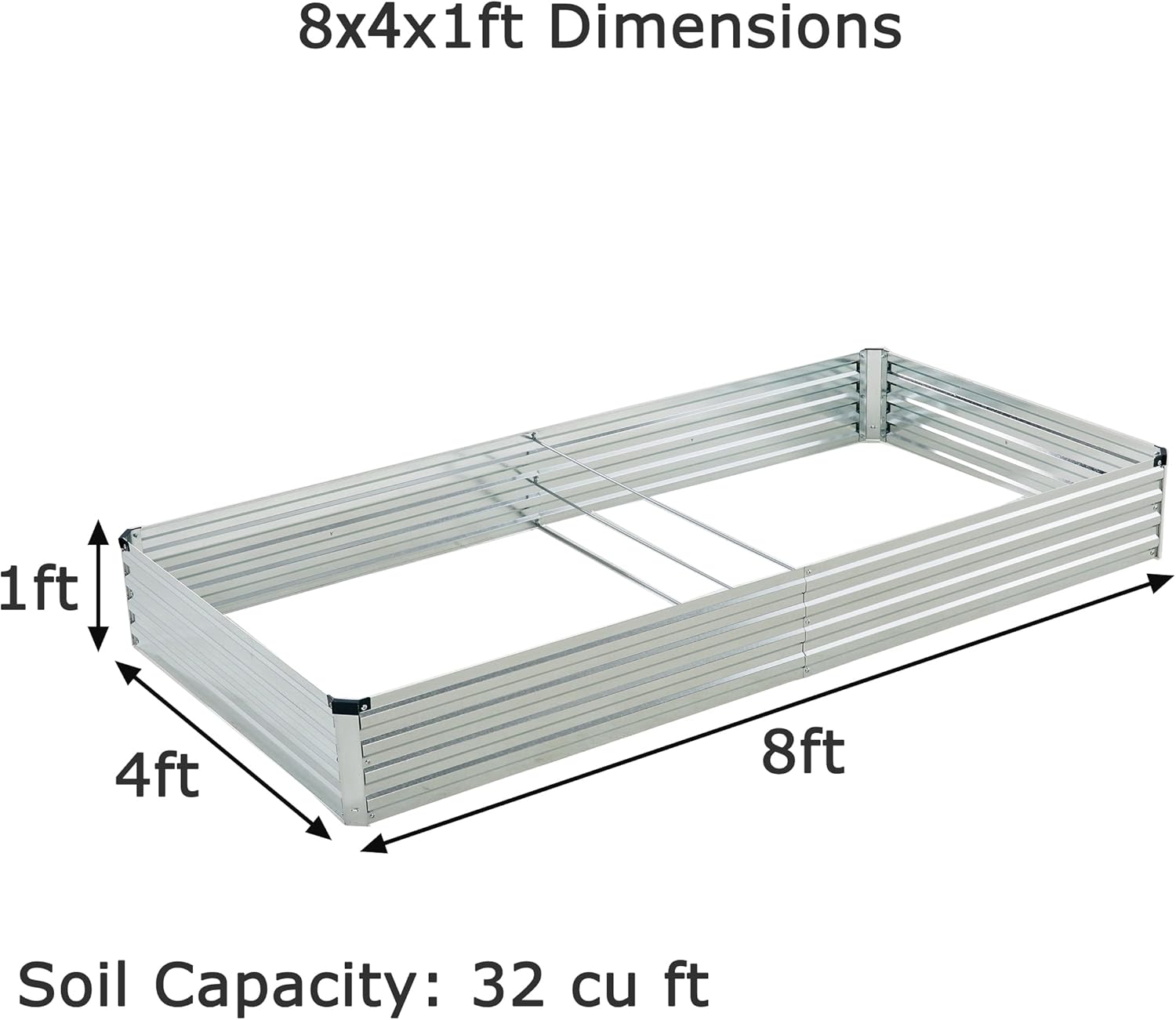 8x4x1ft(2 PCS) Galvanized Raised Garden Bed,Outdoor Planter Box Metal Patio Kit Planting Bed for Vegetables Flowers