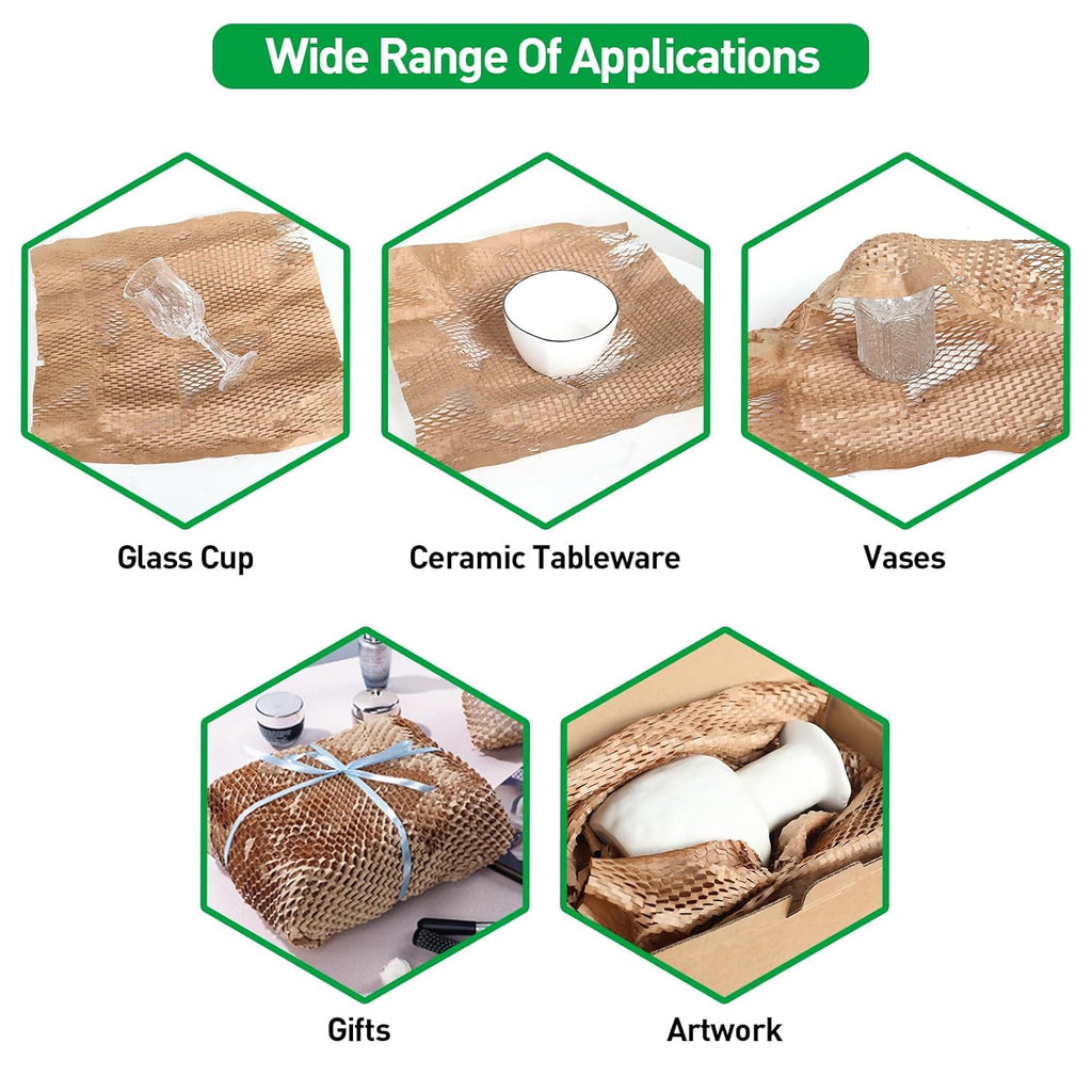 50 Sheets Honeycomb Packing Paper Expanded Size 12" × 16" Unexpanded Size 14.5" × 11" Bubble Cushioning Wrap for