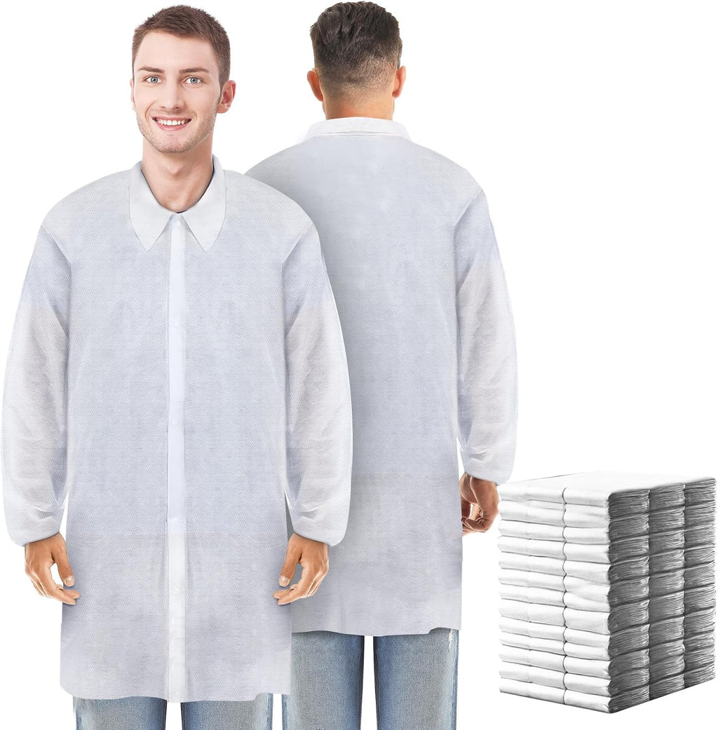 50 Pack Disposable Lab Coats for Adults