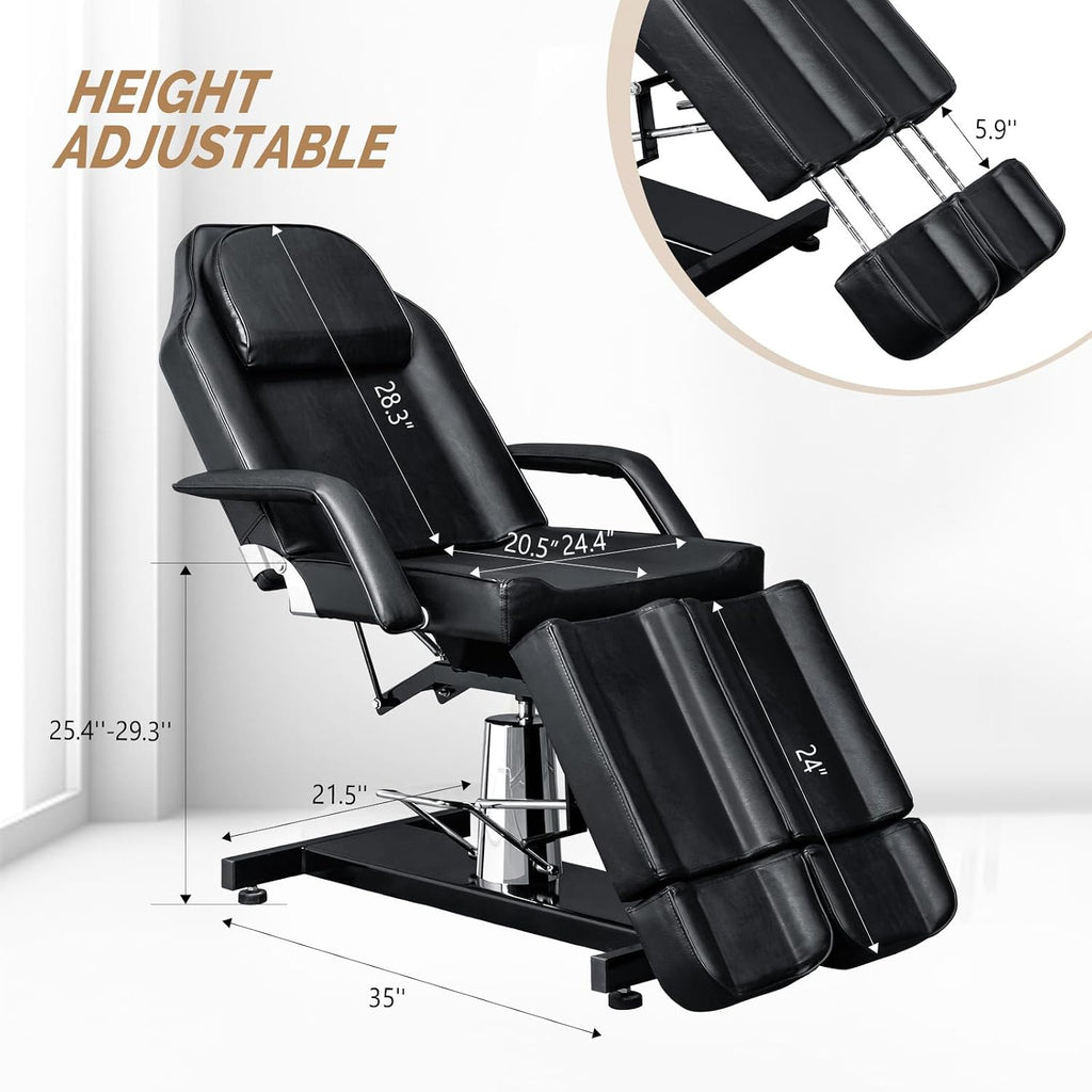 Professional Tattoo Chair, Lash Chair Massage Table, Facial Bed with 2 Adjustable Split Legs, Esthetician Bed Table