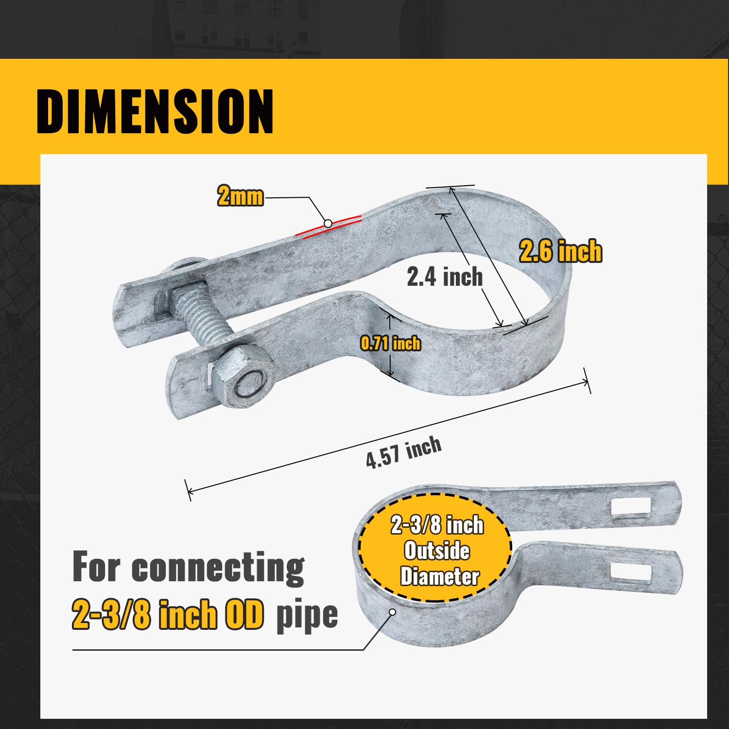 Chain Link Tension Bands 2-3/8", Fence Tension Bands, 15 PCS