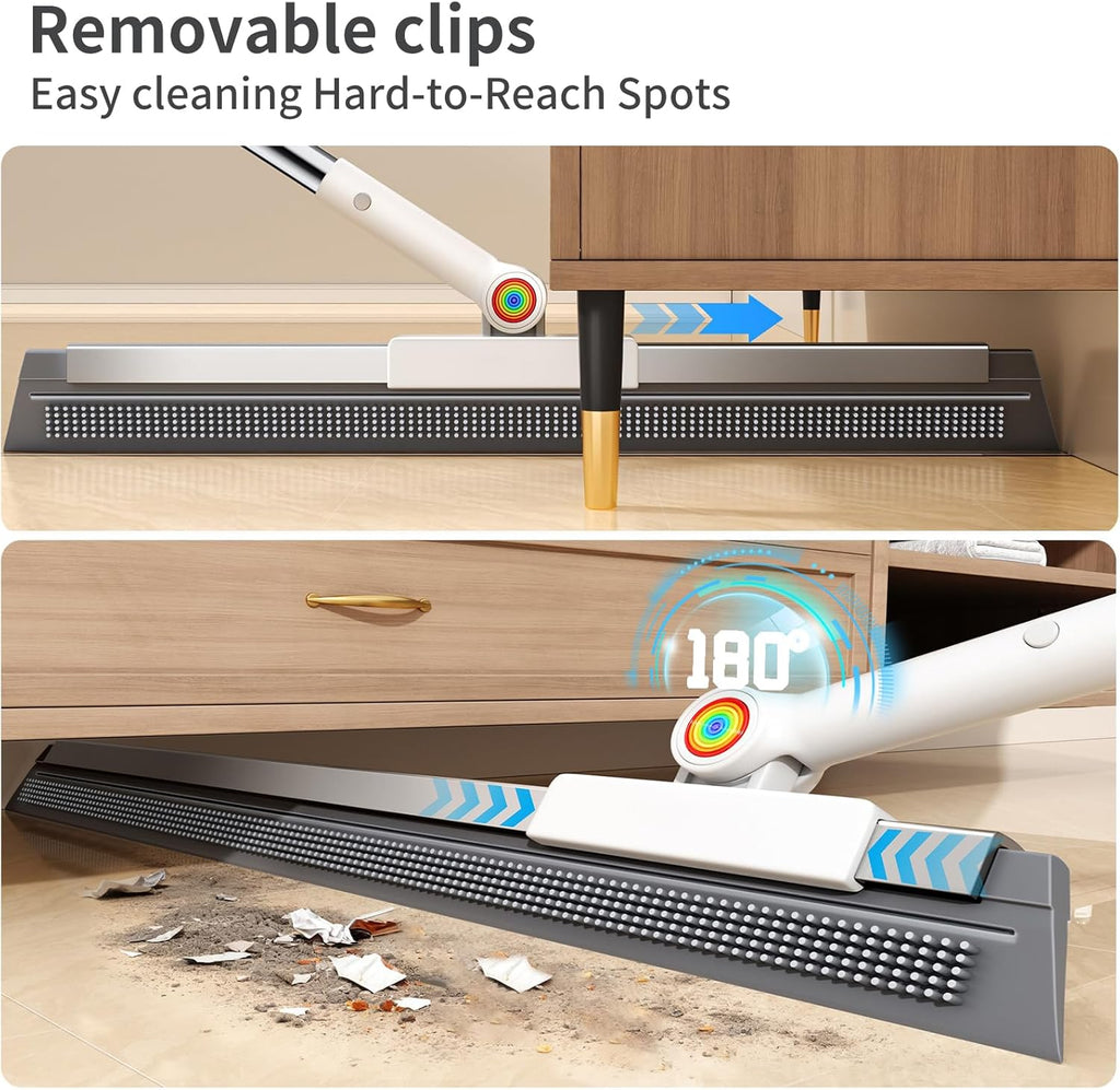 Floor Squeegee for Concrete Floor, Squeegee for Floor with 180° Rotating Head & 63" Long Handle, Garage Squeegee