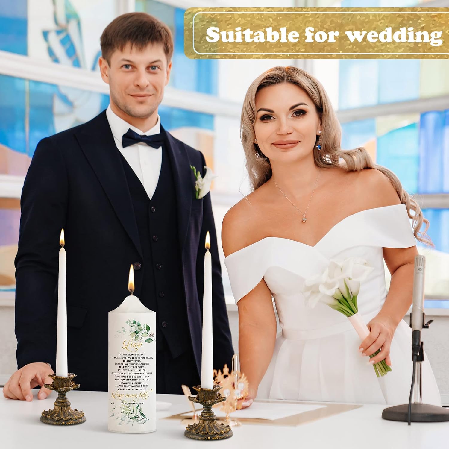 3 Pcs Unity Candle Set for Wedding Ceremony,Leaf Style