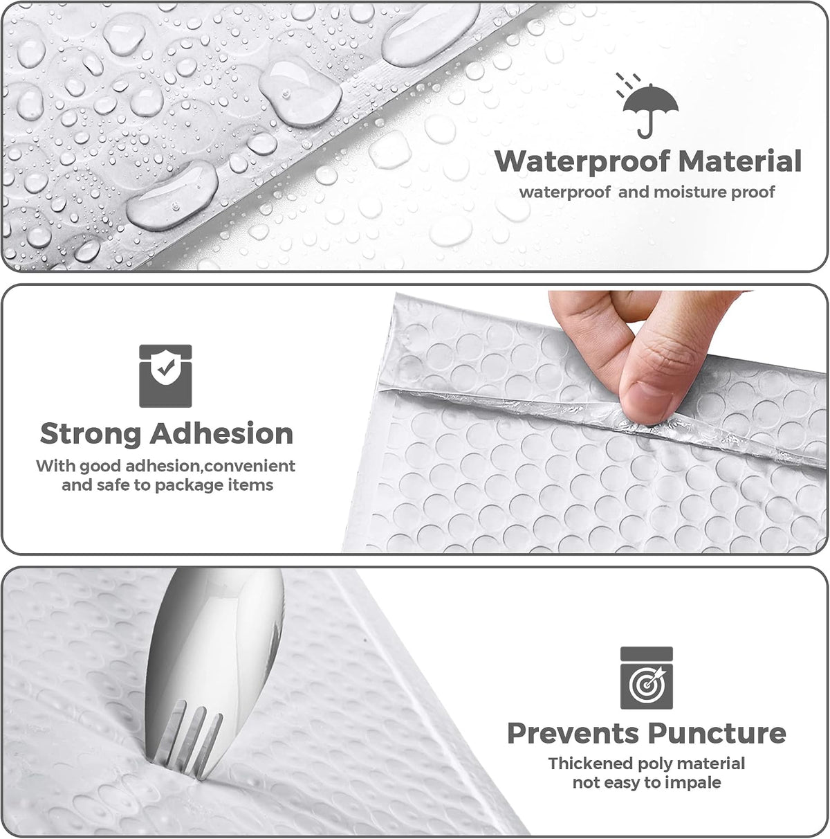 Bubble Mailers 8.5x12" White Padded Envelopes 40 Pack Self Seal