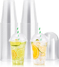 100 PACK 16 oz Clear Disposable Plastic Cups with Dome Lids
