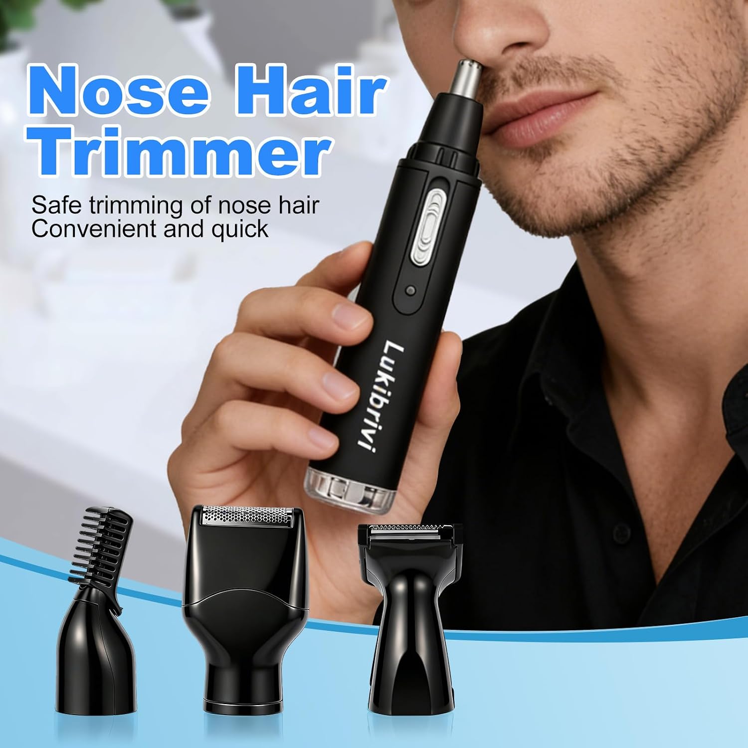 Rechargeable Ear and Nose Hair Trimmer, 4-in-1 Professional Painless Eyebrow & Facial Hair Trimmer for Men Women