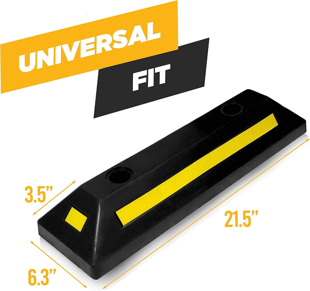Heavy Duty Rubber Parking Curb Guide –Car Block - Driveway Car Garage Wheel Stopper- Professional Grade Parking