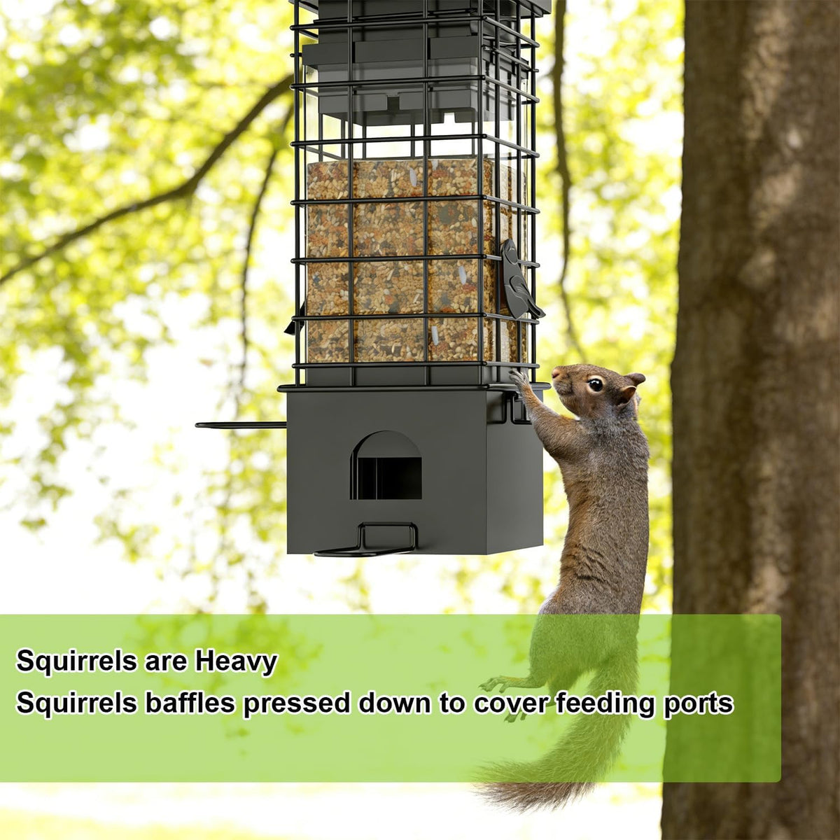 Metal Squirrel Proof Bird Feeder,2.5LB Capacity,Easy Refill & Clean