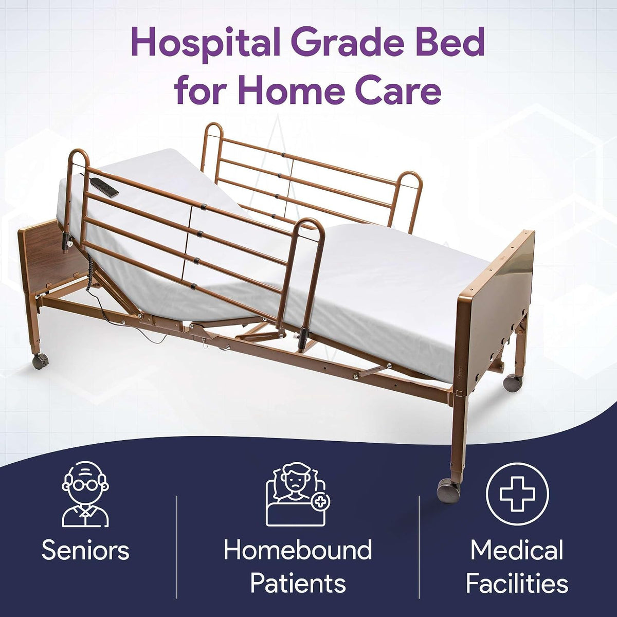 Semi Electric Hospital Bed for Home Use with Full Rails - Medical Bed for Long Term Care and Medical Facilities - 36"