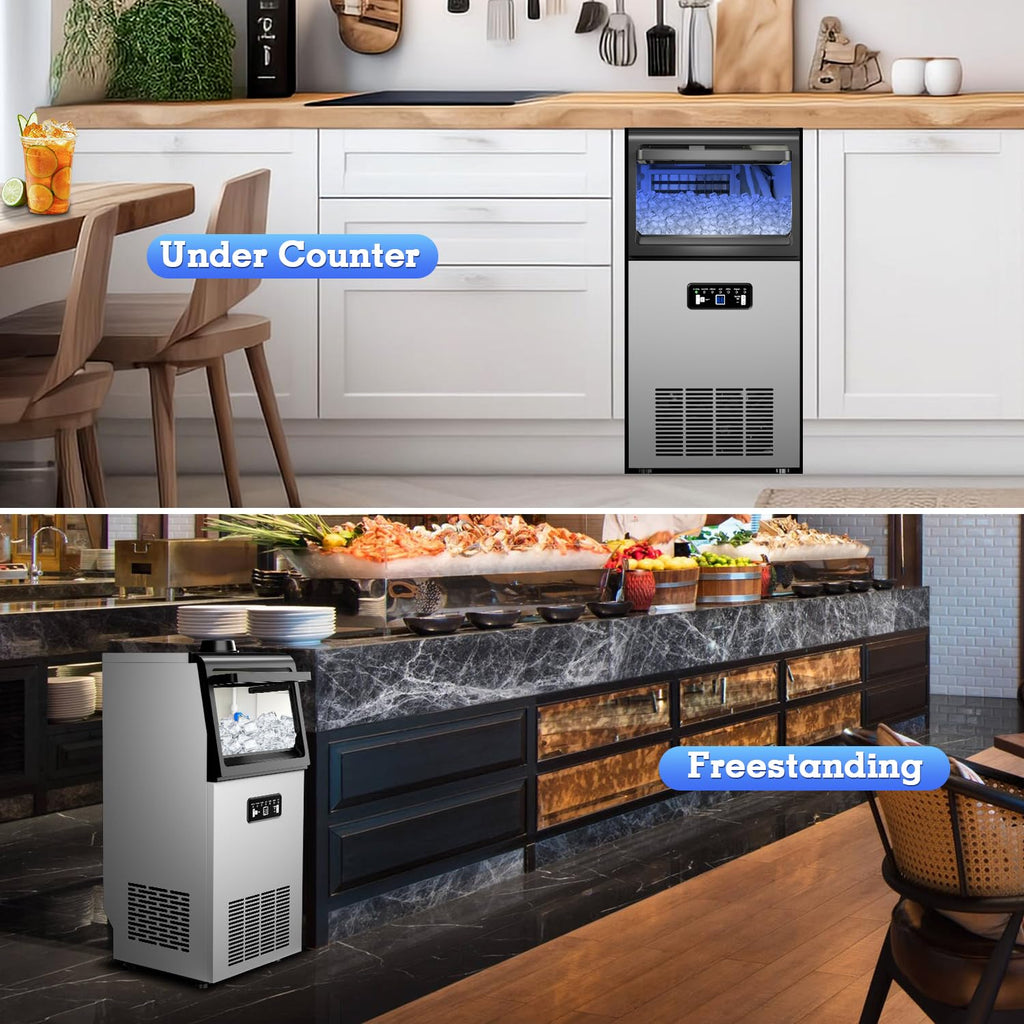 Commercial Ice Maker 120LBS/24H with 22LBS Storage Capacity 45 Cubes