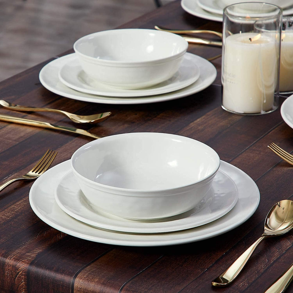8.5" Melamine Round Dinner Plates, 6-Piece Plate Sets, Ivory