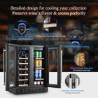 24 Inch Wine and Beverage Refrigerator, Dual Zone Beveage Fridge