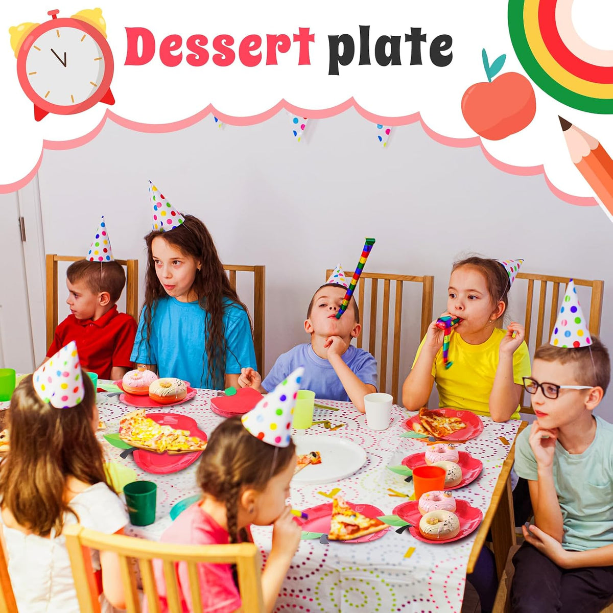 120 Pcs Fall Red Apple Party Paper Plates and Napkins Forks