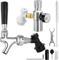 Ball Lock Keg Tap Faucet & Dual Hold Stable 0-60PSI CO2 Regulator | Stainless Steel Core Self-Closing Beer Faucet