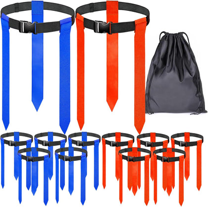 16 Sets Flag Football Belts, Adjustable Flag Football Set, Flag Football Flags Training Set Include Cones