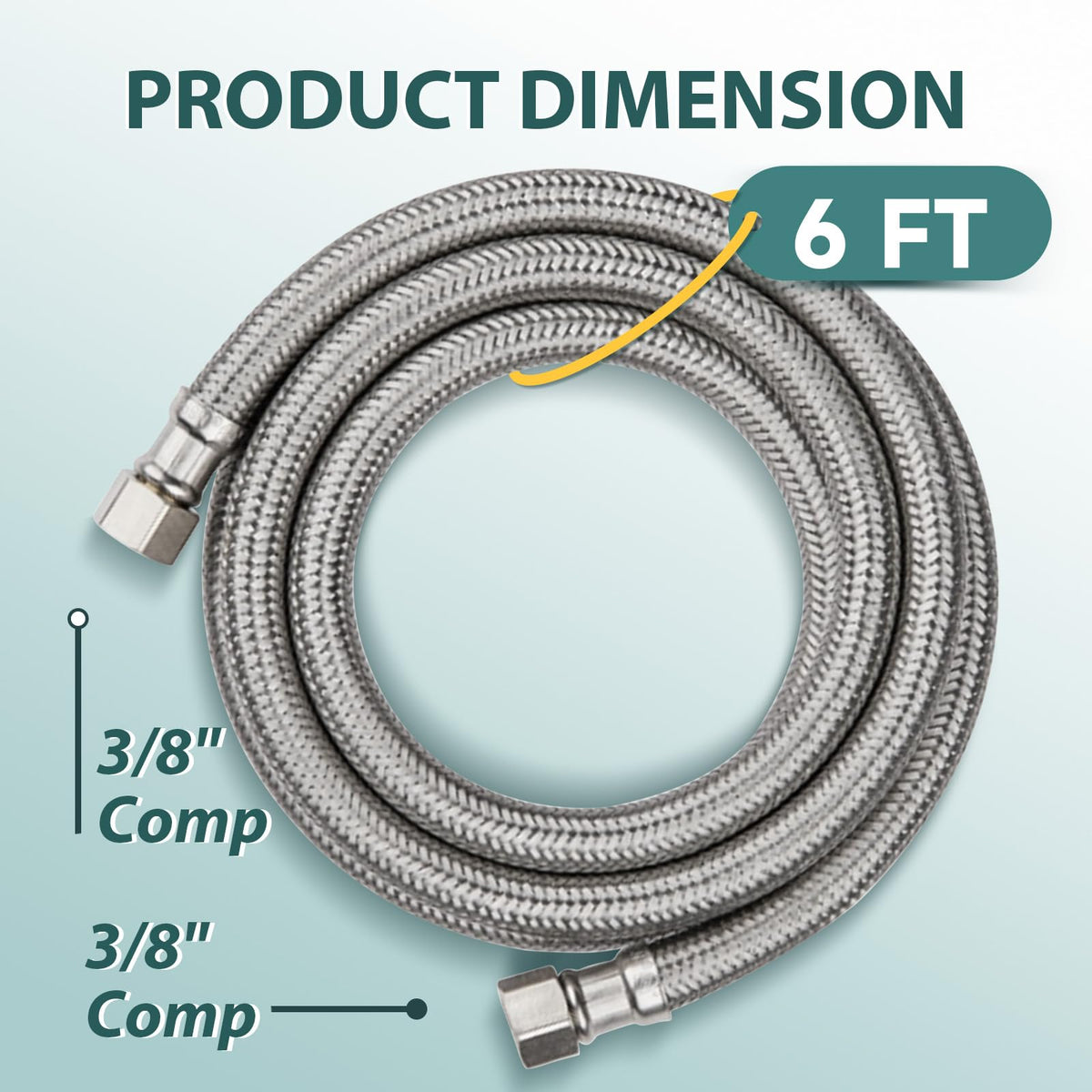 2-Pack Niikappu 6FT Dishwasher Hose with 3/8" Comp Connection(HOSE014-2)