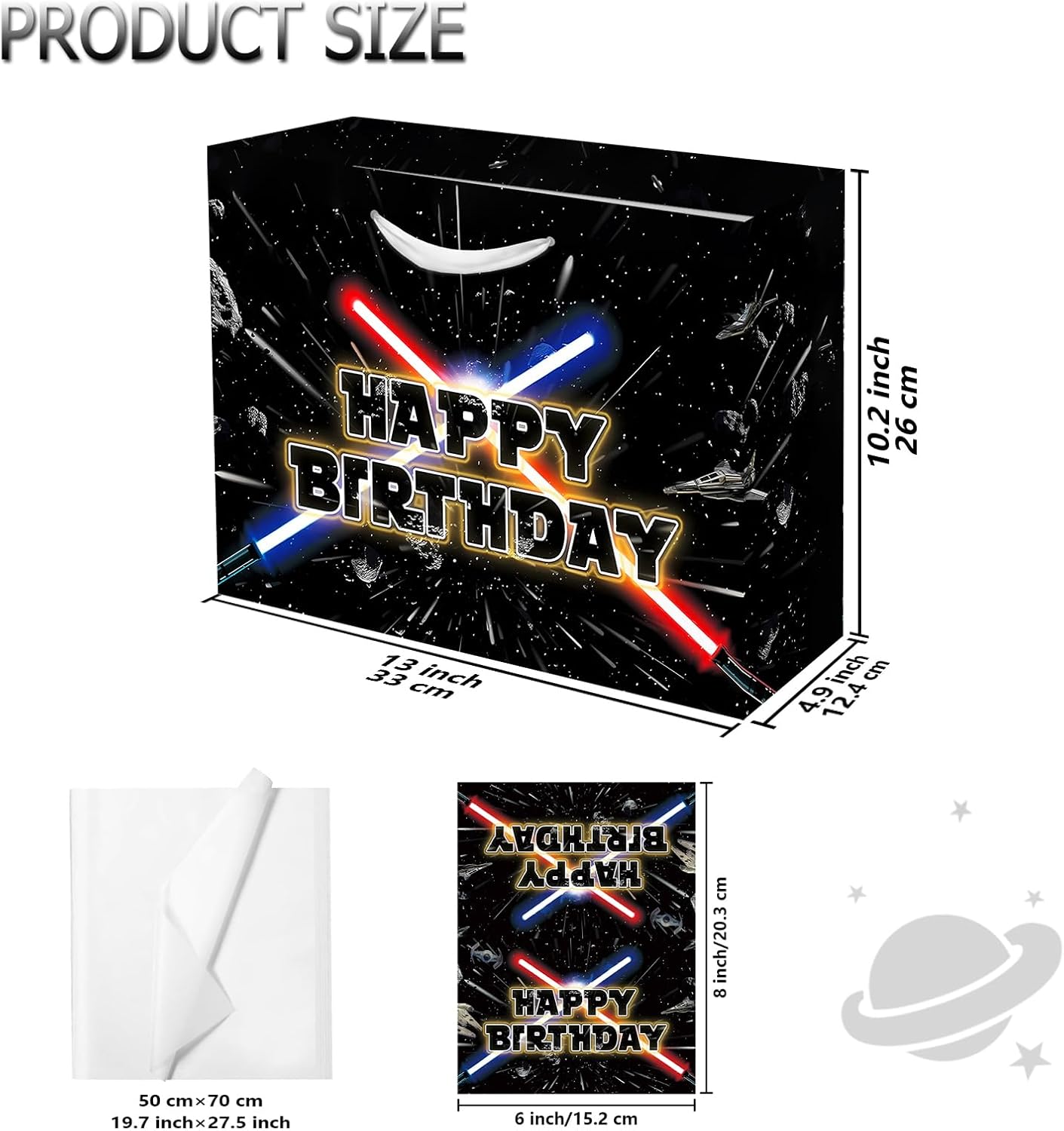 13" Large Star Party Galaxy Gift Bag Set with Greeting Card and Tissue Papers, Happy Birthday Gift Bags for Star