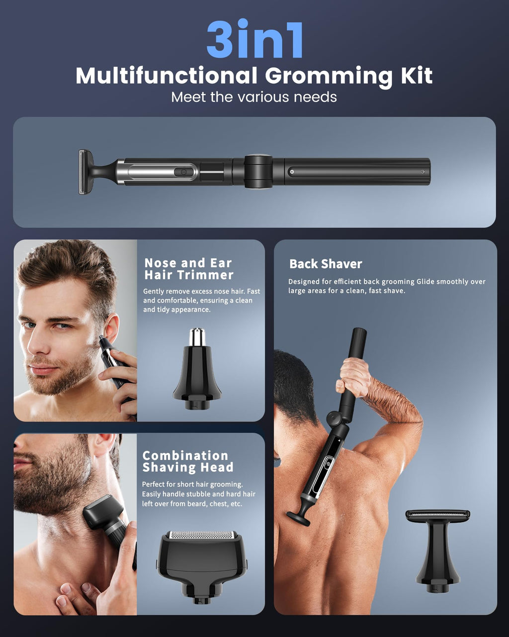 Back Shaver for Men, Electric Long Handle Body Trimmer