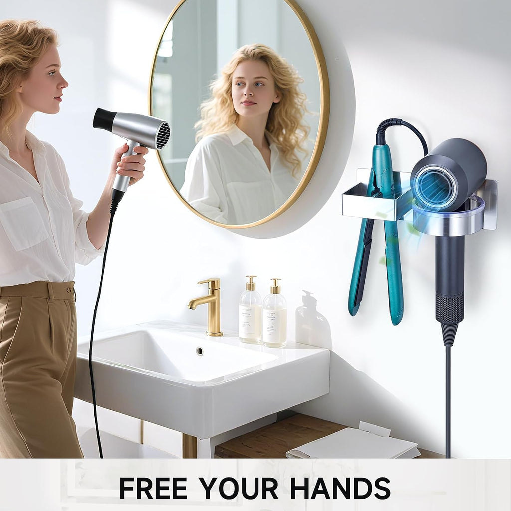 Hair Dryer Holder Wall Mounted, Hair Straightener Holder, Blow Dryer Holder Adhesive, Hair Tool Organizer for Flat