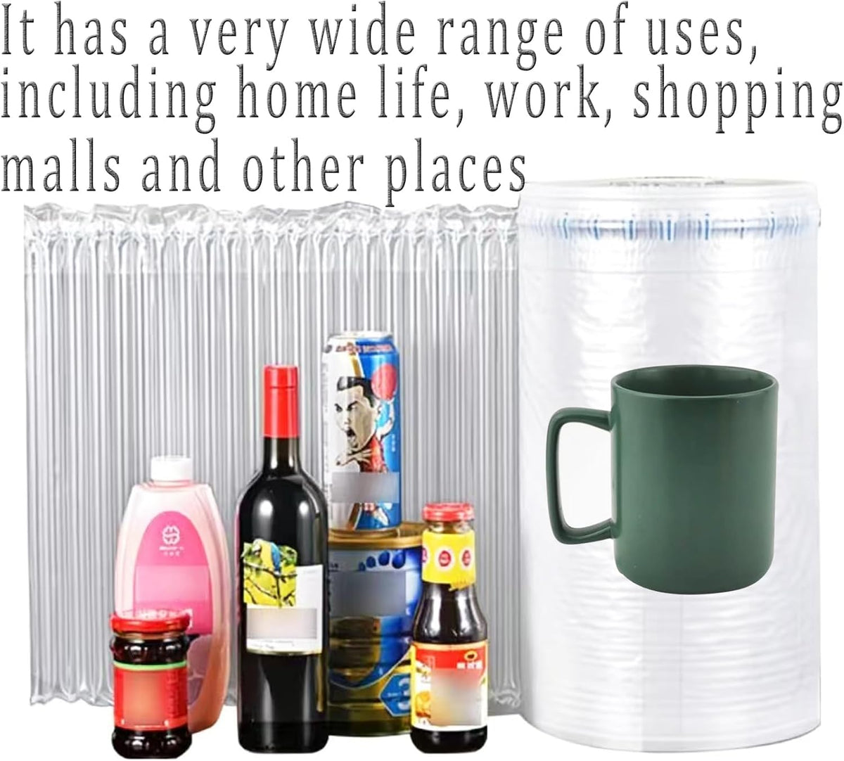 Inflatable Bubble Wrap Roll 7.8inch x 166ft with Pump, Air Pillows for Shipping Packaging, Breakpoint Perforation