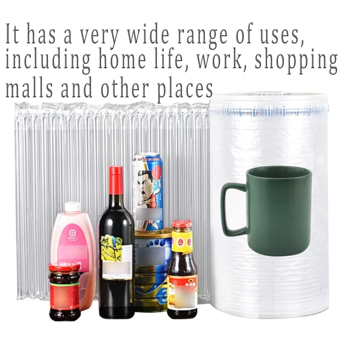 Inflatable Bubble Wrap Roll 7.8inch x 166ft with Pump, Air Pillows for Shipping Packaging, Breakpoint Perforation