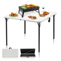 34" Folding Table, Portable Square Camping Card Table with Collapsible Legs & Carrying Handle, Plastic Tables for
