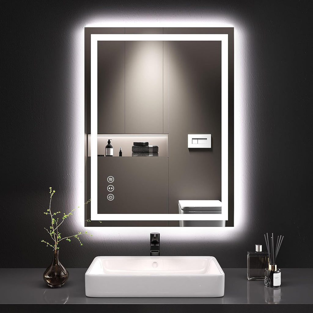 24"X32" LED Bathroom Mirror with Lights | Anti-Fog, Dimmable, 3 Color Temperature, Backlit + Front Lit, Memory