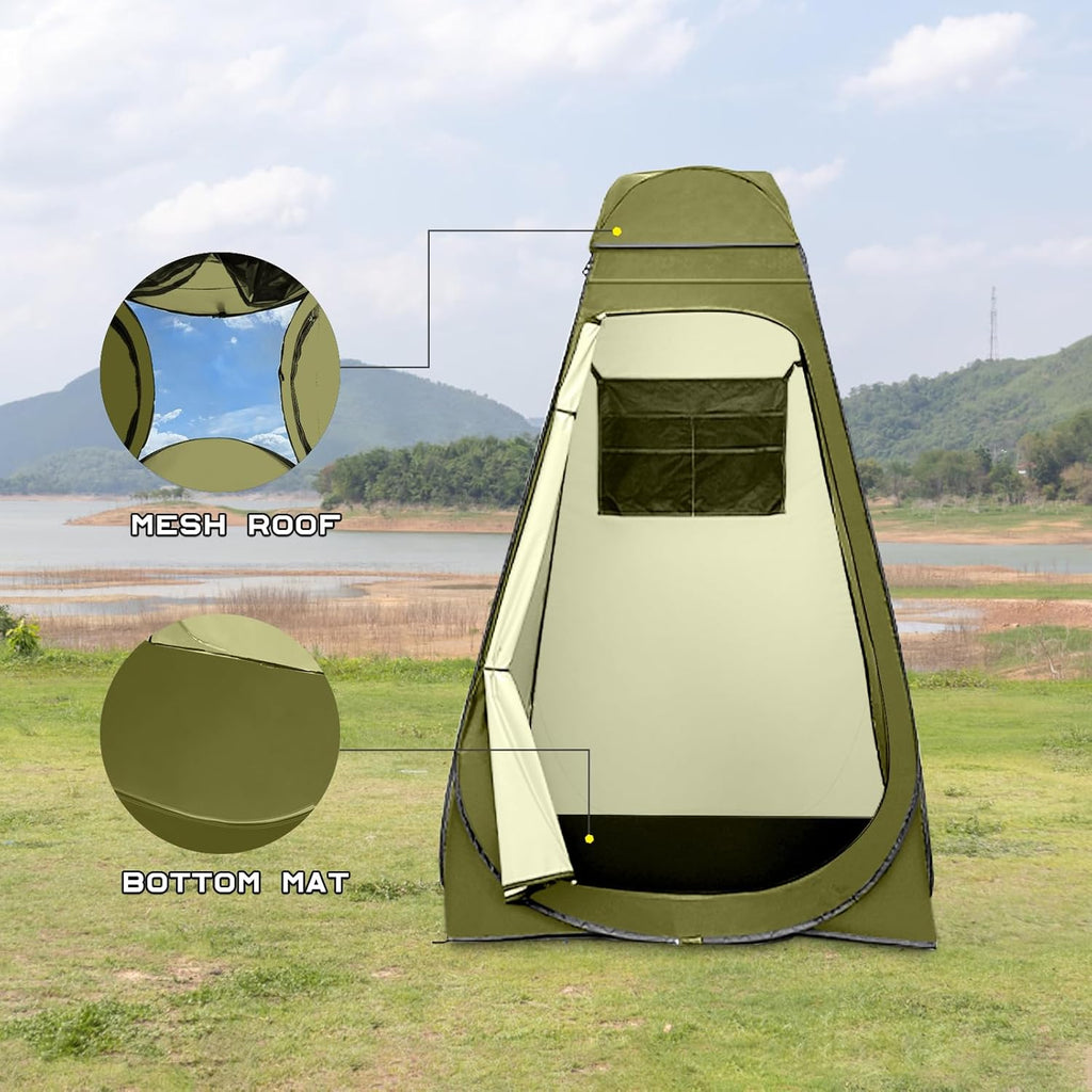 Pop Up Shower Tent, Portable Changing Tent with Rain Shelter & Windows, Privacy Tent for Camping, Toilet or Bathroom
