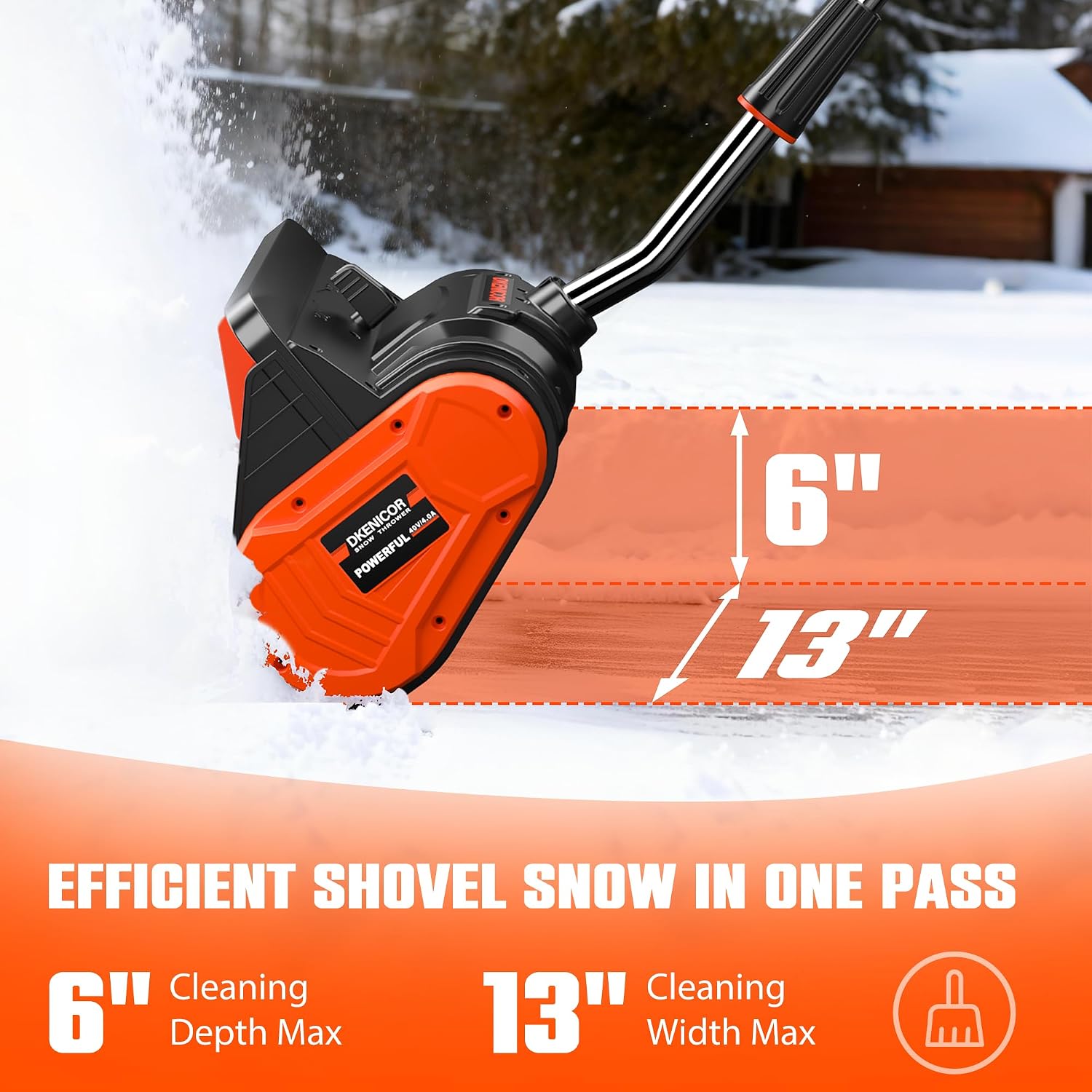 40V Cordless Snow Shovel, 13-Inch | 2 x 40V 4.0A Battery Powered Snow Blower, Powerful Brushless Electric Snow
