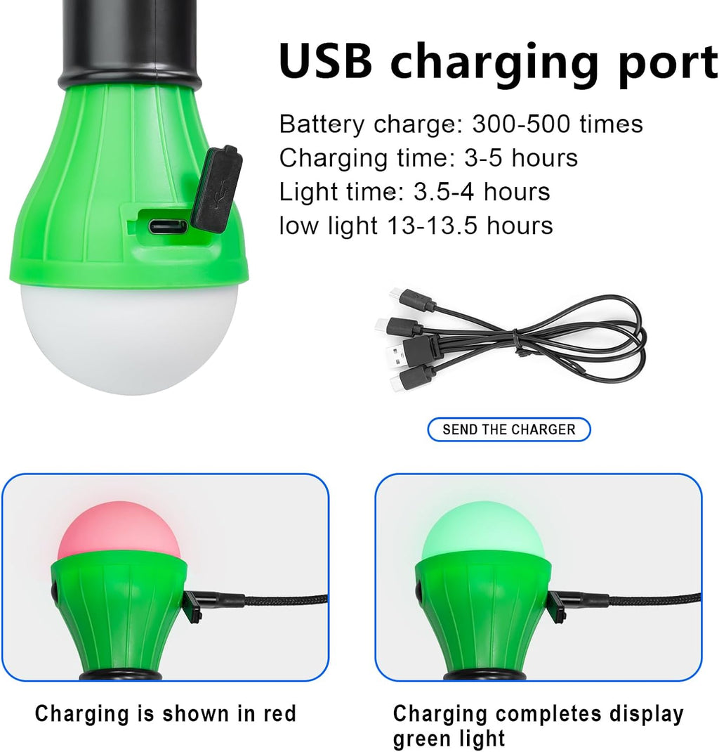 Led Camping Lantern USB Rechargeable,Outdoor Tent Lights | Camping Hanging,with Clip Hook Camping Flashlight (4 Packs
