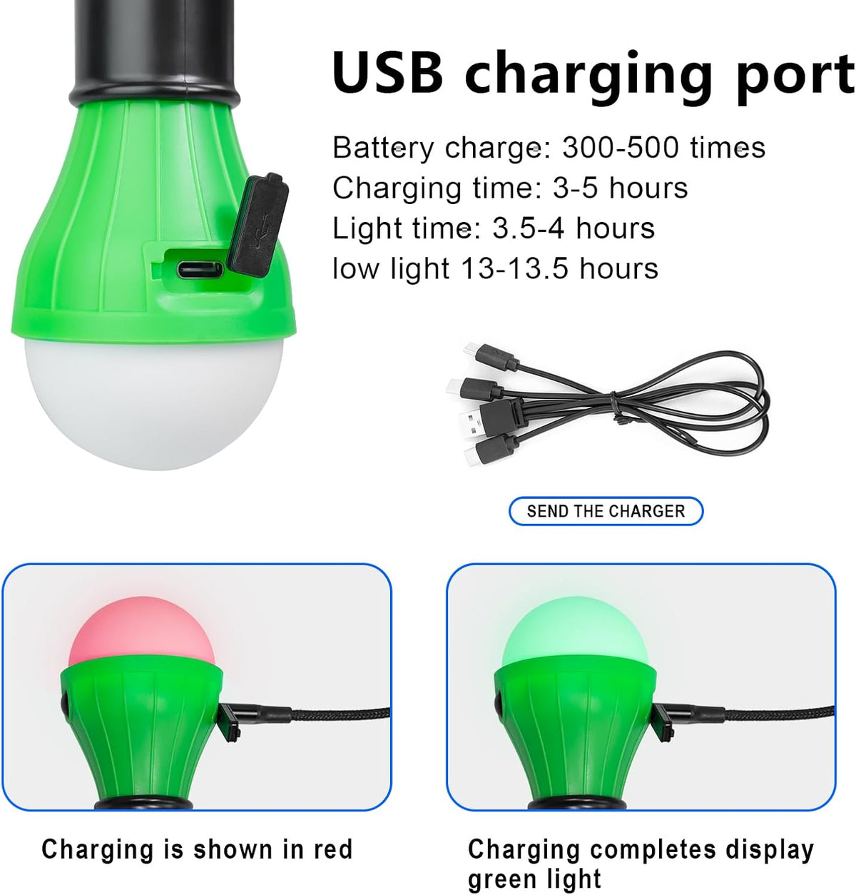 Led Camping Lantern USB Rechargeable,Outdoor Tent Lights | Camping Hanging,with Clip Hook Camping Flashlight (4 Packs