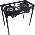 Propane Double Burner Two Burner Camp Stove Outdoor High Pressure Propane 2 Burner Adjustable PSI Regulator and 4ft