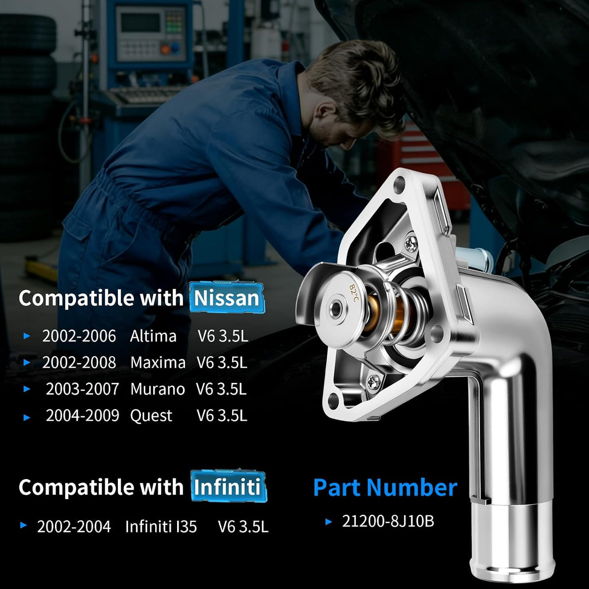 Aluminum Engine Coolant Thermostat Housing for Altima Maxima Murano Quest
