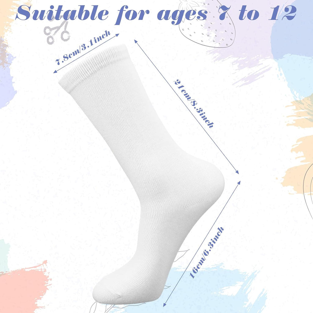 36 Pairs Girls Knee High Socks School Uniform Seamless Cotton Socks Stockings White Long Sock for Kids Boys Outdoor