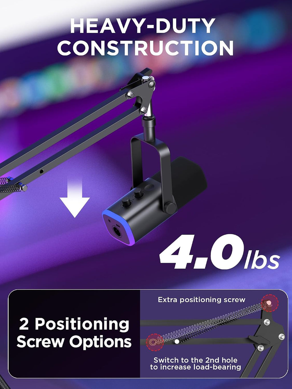Microphone Stand Mic Boom Arm Windscreen Pop Filter, Large | Complete Bundle, Dual-Layer Pop Filter, Acoustic Foam