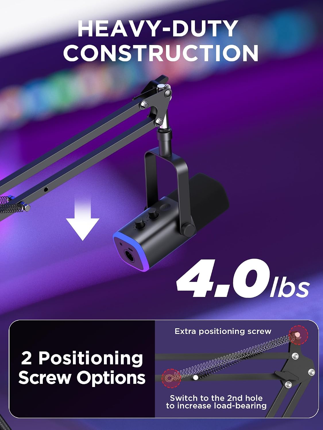 Microphone Stand Mic Boom Arm Windscreen Pop Filter, Large | Complete Bundle, Dual-Layer Pop Filter, Acoustic Foam