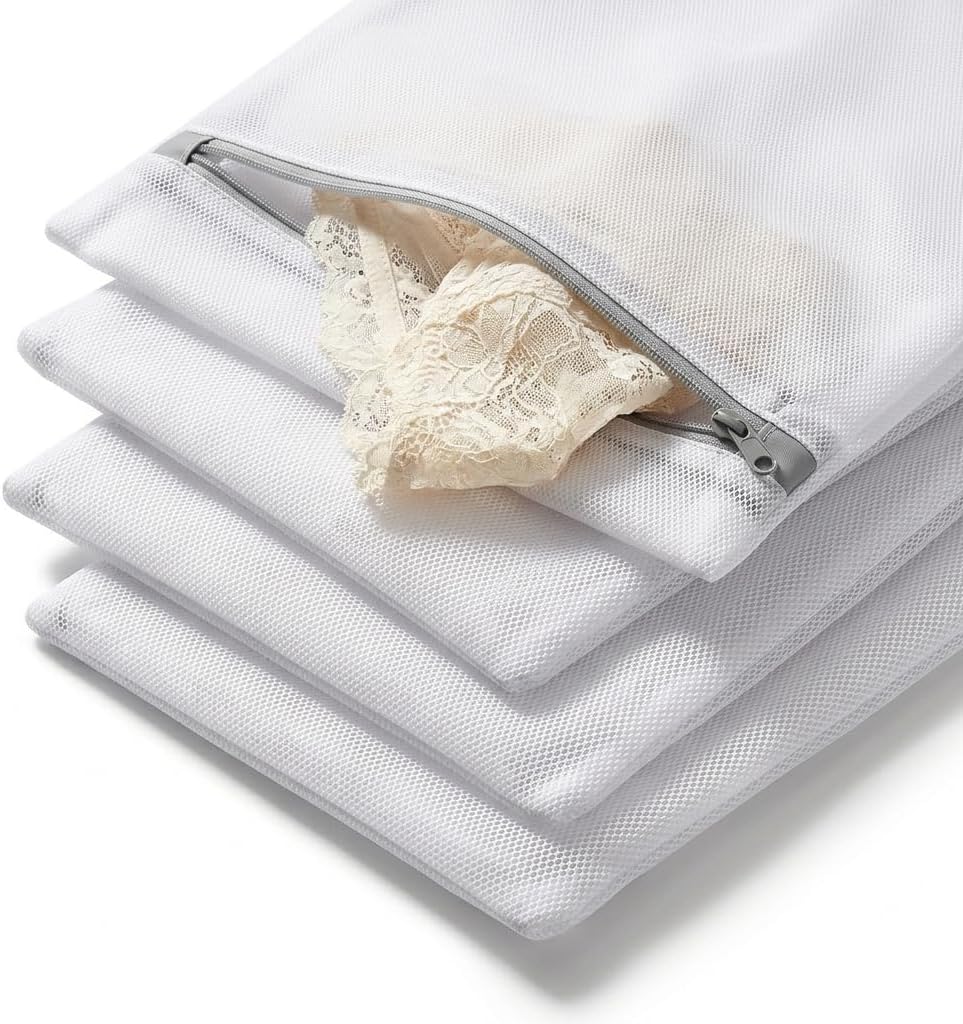 12x16 Small Mesh Laundry Bags for Delicates, 4-Pack – for Lingerie, Bras, Socks & Swimwear – 120GSM Honeycomb Mesh