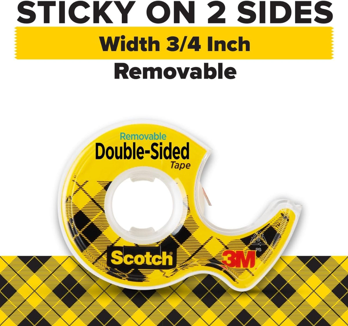 Double Sided Tape with Tape Dispenser, 0.75 in. x 400 in.