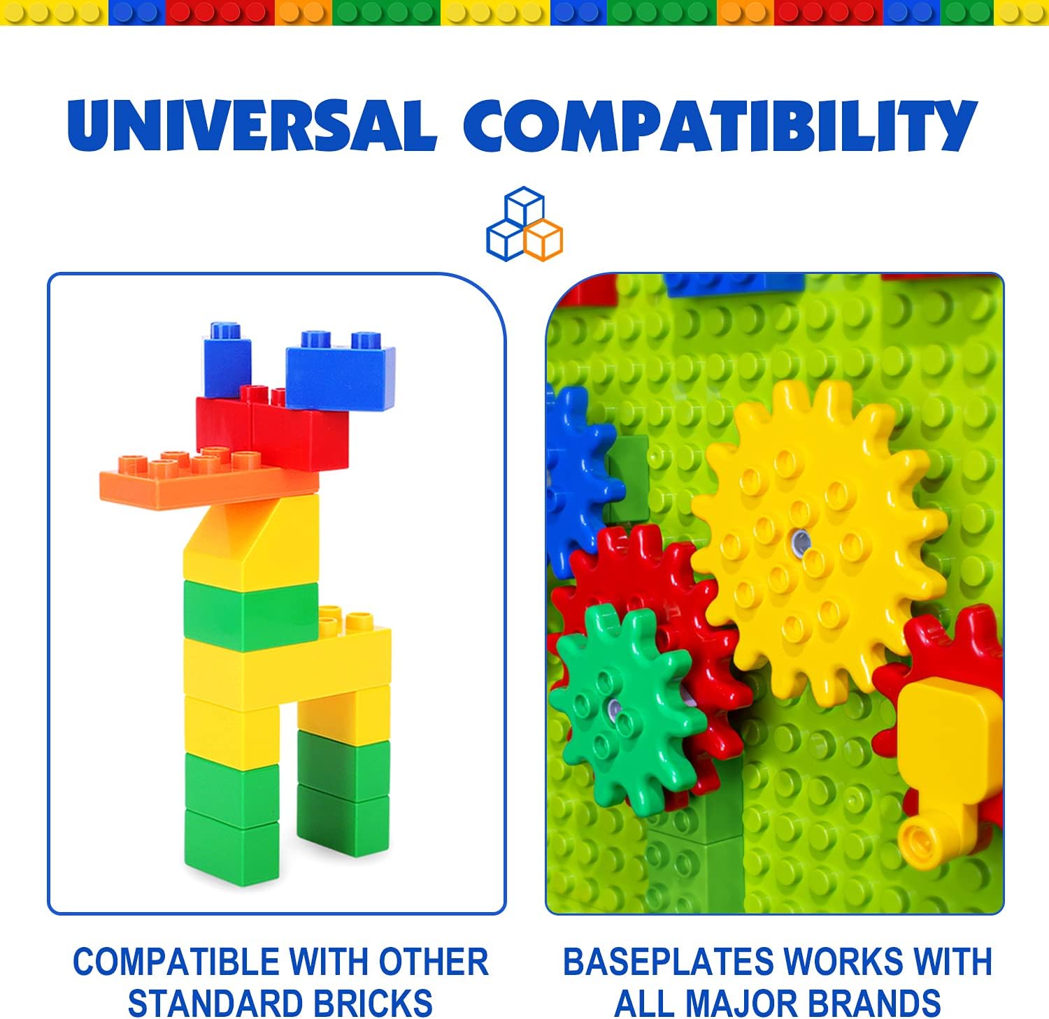 Building Blocks for Kids Toddlers Including a Baseplate, 101-piece Large Classic Building Bricks Set for Kids of All