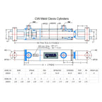 CWA Hydraulics CW Weld Clevis Cylinder 3" Bore x 28" Stroke x 1 1/2" Rod x SAE 8 Port x 3000 PSI