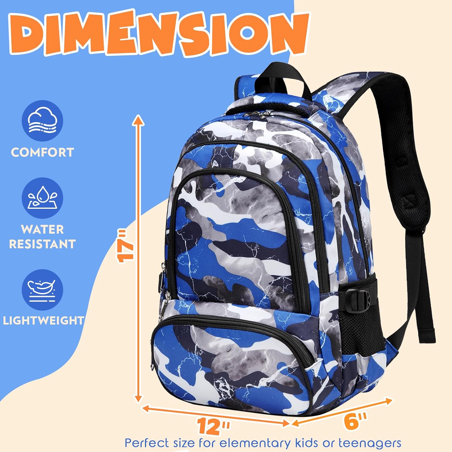 Kids Backpack for Boys Elementary Book Bags Primary Middle School Bookbags for Childs Water Resistant Back to School