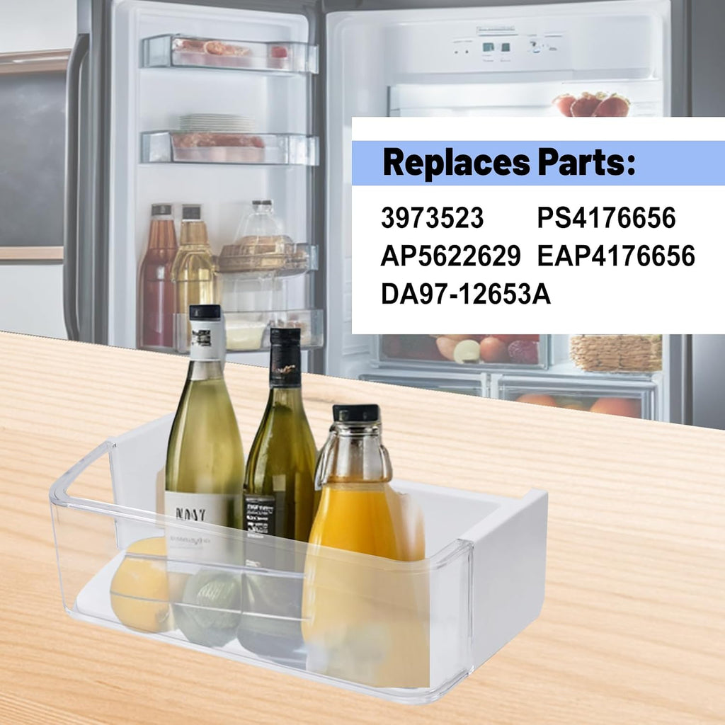DA97-12653A Refrigerator Door Shelf Bin Compatible with Sam-sung RF263TEAE, RF263BEAE, RF265BEAESR, RF265BEAESG Bottom Left Replacement Replaces 3973523 PS4176656 AP5622629 EAP4176656