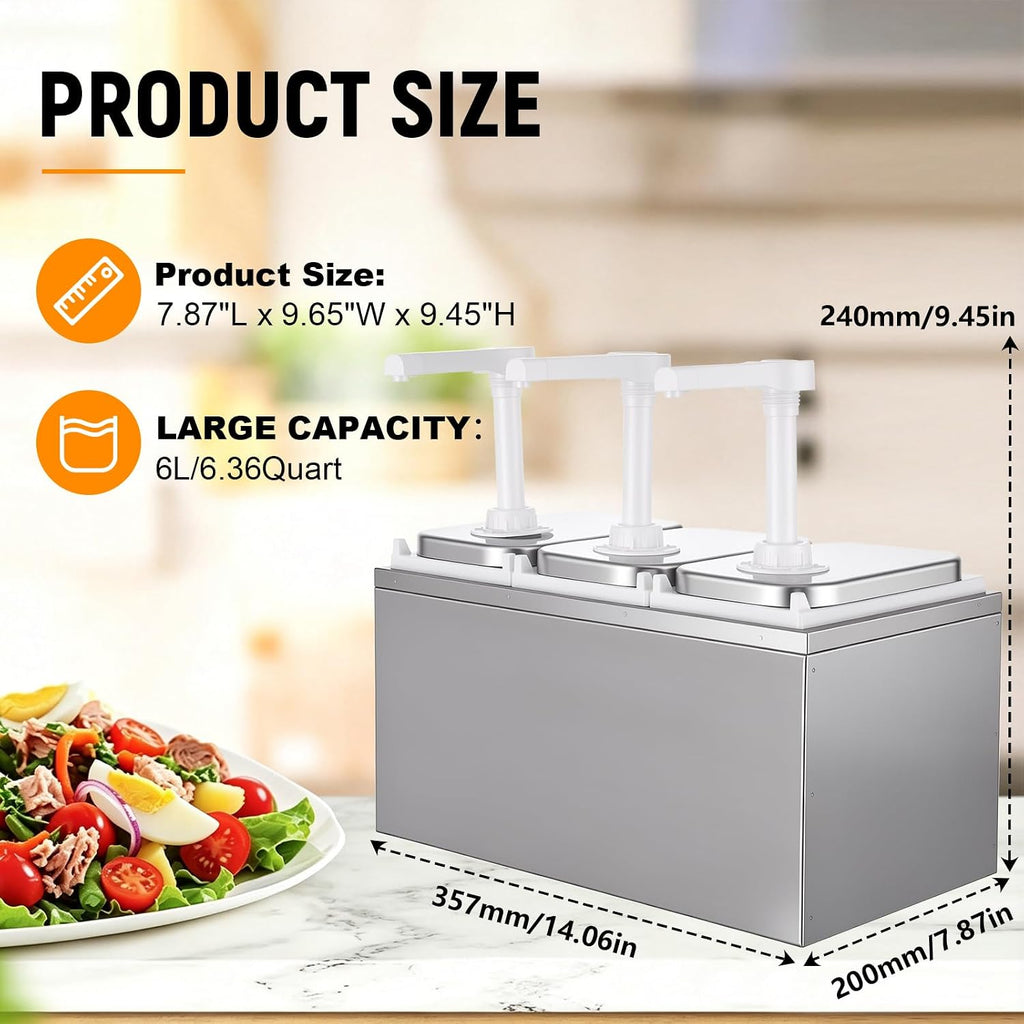 6L Sauce Dispenser Pump, Commercial Condiment Pump Station
