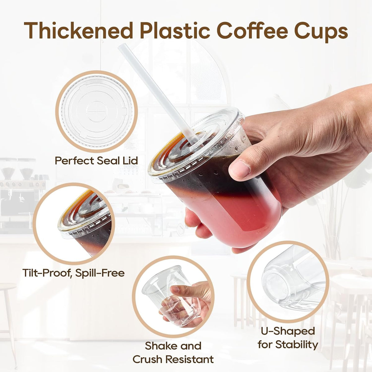 100 Pack 12 oz Disposable Plastic Cups with Lids and Straws