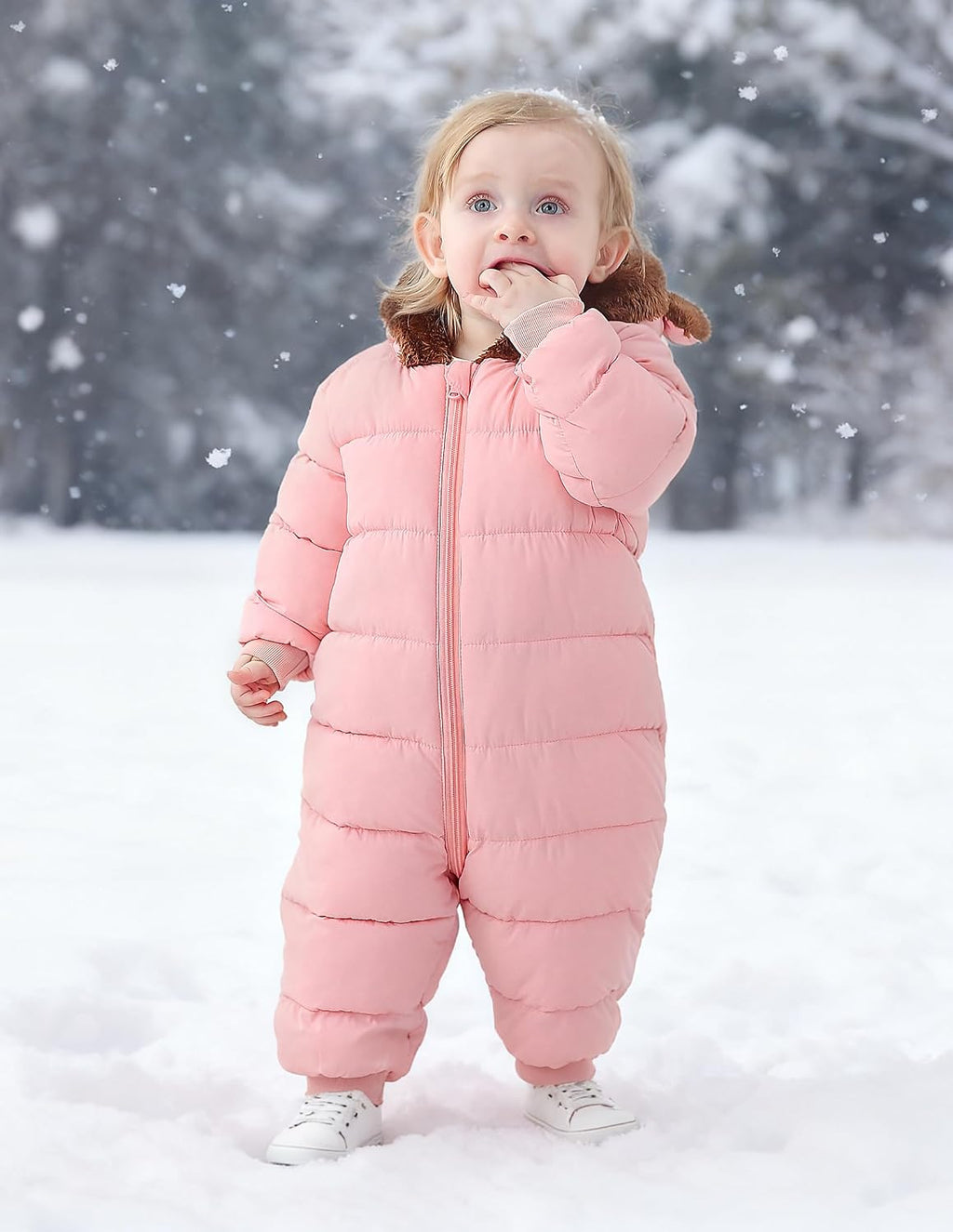 Baby Boy Snowsuit Fleece Toddler Coat 0M-3T Winter Suit with Hood | Long Sleeve Windproof Warm Fleece Cuff Sleeves