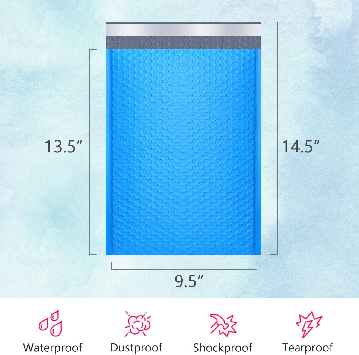 Bubble Mailers 9.5x14.5" 25 Pack Usable Size 9.5x13.5" Blue Padded