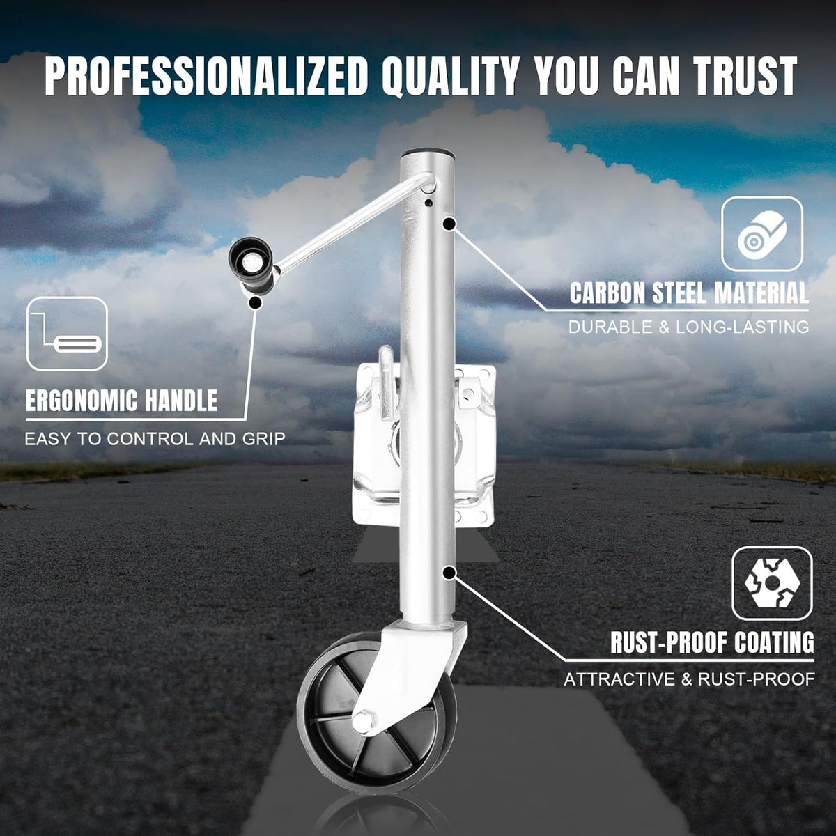 Trailer Jack with Wheel, 1000 lbs Heavy Duty Swivel Boat Trailer Jack